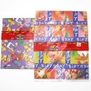 Vintage Disney Gift Wrap 3-Pack Mickey Donald Goofy Birthday CLEO